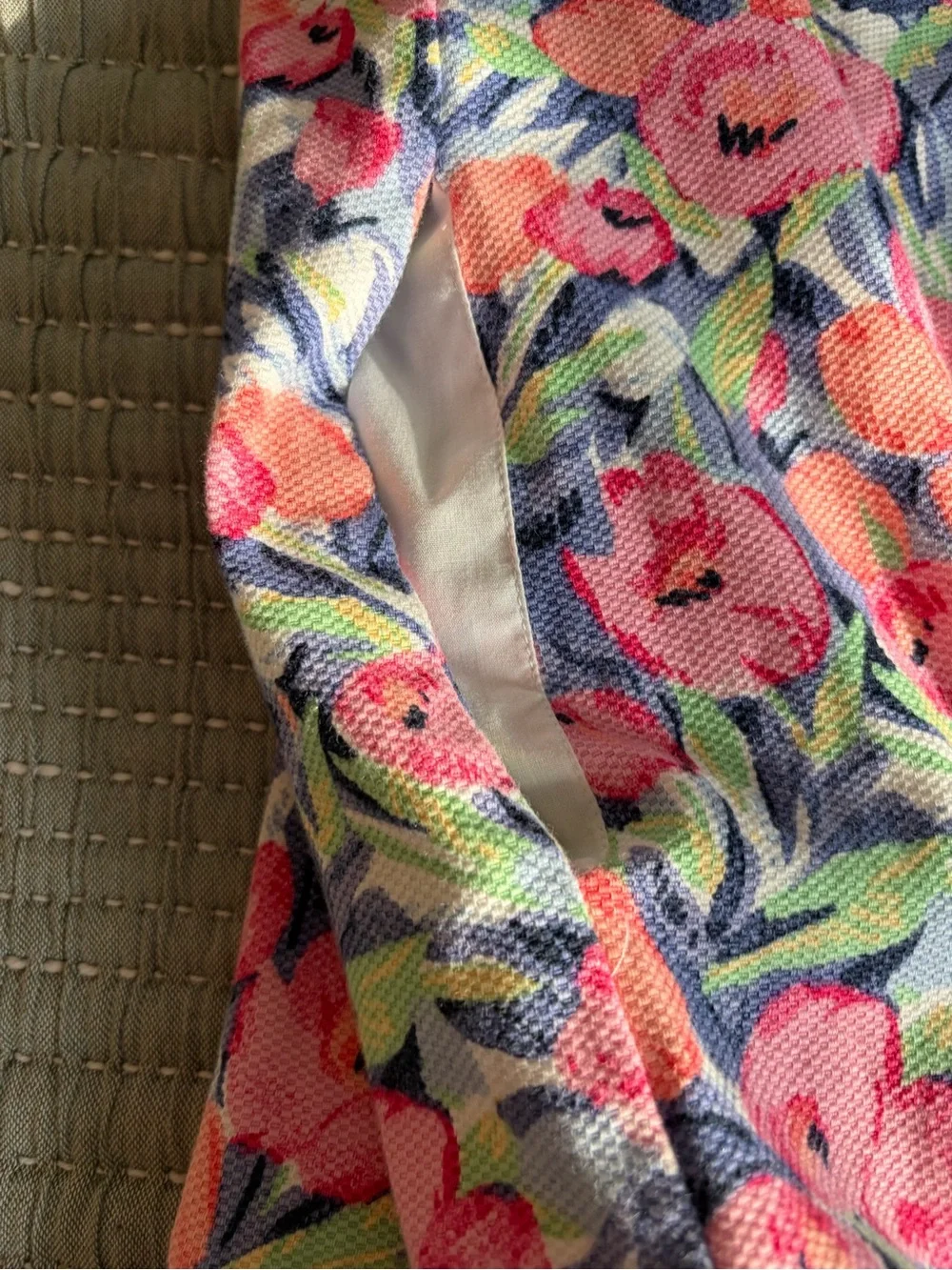 Talbots Blue Mini Dress with Pink Floral Print